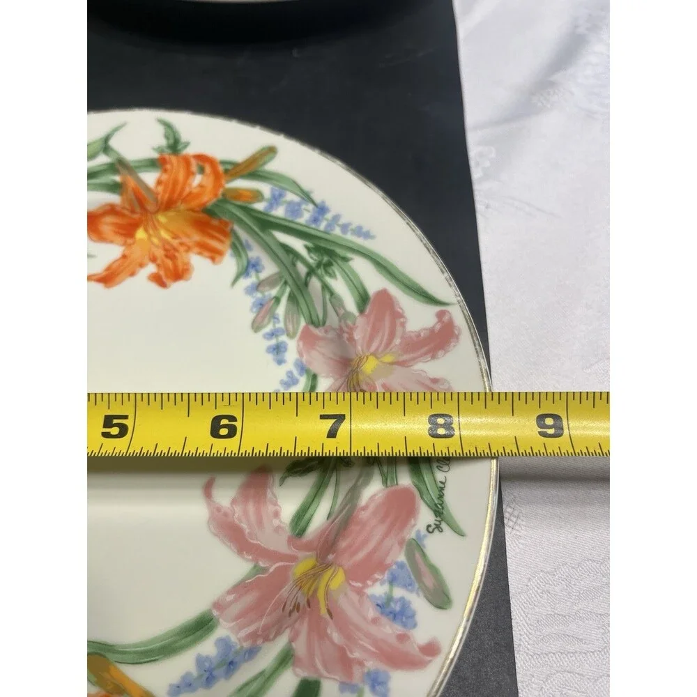 4pc LENOX The Flower Blossom Collection Dessert Plates Daffodil Rose Lily Iris